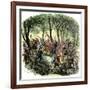 Massacre of Mohawks by New Netherland Governor Kieft, c.1640-null-Framed Giclee Print