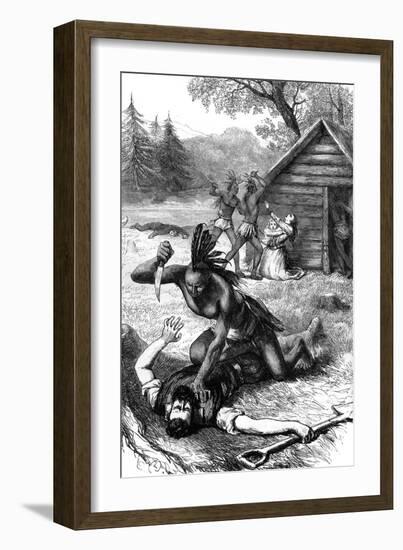 Massacre of Settlers by Native Americans, C17th Century-null-Framed Giclee Print