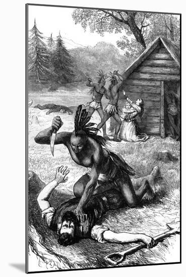 Massacre of Settlers by Native Americans, C17th Century-null-Mounted Giclee Print