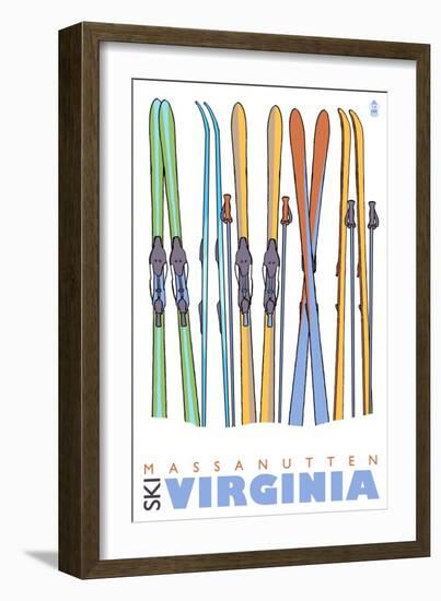 Massanutten, Virginia, Skis in the Snow-Lantern Press-Framed Art Print