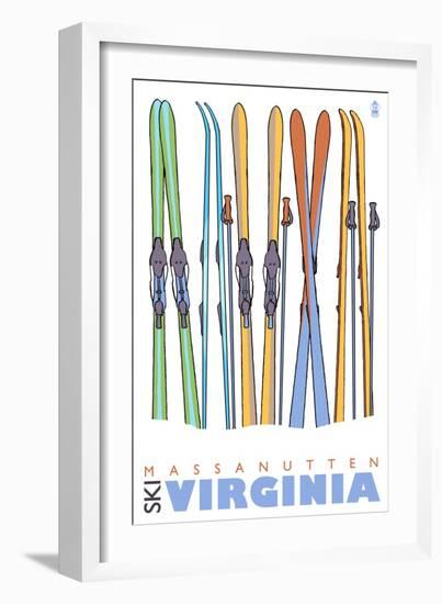 Massanutten, Virginia, Skis in the Snow-Lantern Press-Framed Art Print