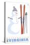 Massanutten, Virginia, Snowman with Skis-Lantern Press-Stretched Canvas