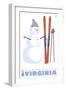 Massanutten, Virginia, Snowman with Skis-Lantern Press-Framed Art Print