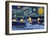 Massanutten, Virginia - Starry Night - Lantern Press Artwork-Lantern Press-Framed Art Print