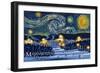 Massanutten, Virginia - Starry Night - Lantern Press Artwork-Lantern Press-Framed Art Print