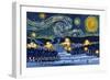 Massanutten, Virginia - Starry Night - Lantern Press Artwork-Lantern Press-Framed Art Print