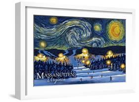 Massanutten, Virginia - Starry Night - Lantern Press Artwork-Lantern Press-Framed Art Print