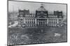 Massive Crowd in Front of Building-null-Mounted Photographic Print