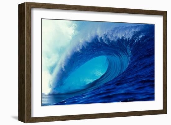 Massive Empty Breaker Ready for the Next Surfer Tahiti-Tony Harrington-Framed Photographic Print