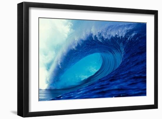 Massive Empty Breaker Ready for the Next Surfer Tahiti-Tony Harrington-Framed Photographic Print