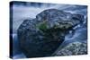 Massive Moss Covered Rock Under Waterfalls-Anthony Paladino-Stretched Canvas