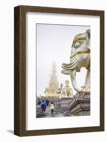 Massive statue of Samantabhadra at the summit of Mount Emei (Emei Shan), UNESCO World Heritage Site-Michael Snell-Framed Photographic Print