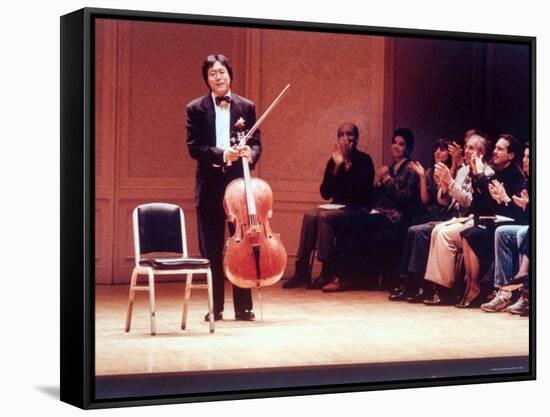 Master Cellist Yo-Yo Ma with Stradivarius Cello Receiving Applause after performing "Cello Suites"-Ted Thai-Framed Stretched Canvas
