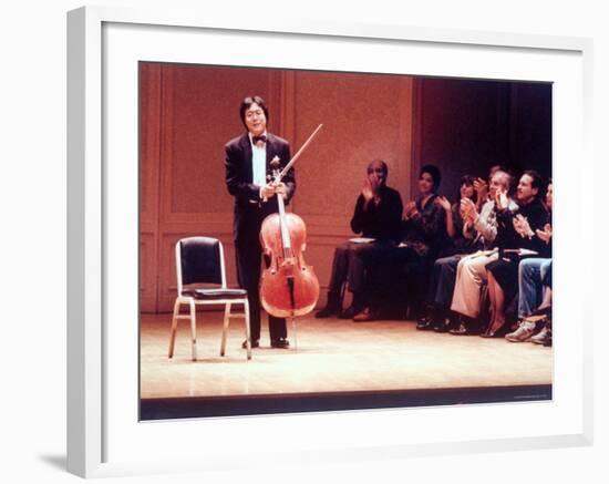 Master Cellist Yo-Yo Ma with Stradivarius Cello Receiving Applause after performing "Cello Suites"-Ted Thai-Framed Premium Photographic Print