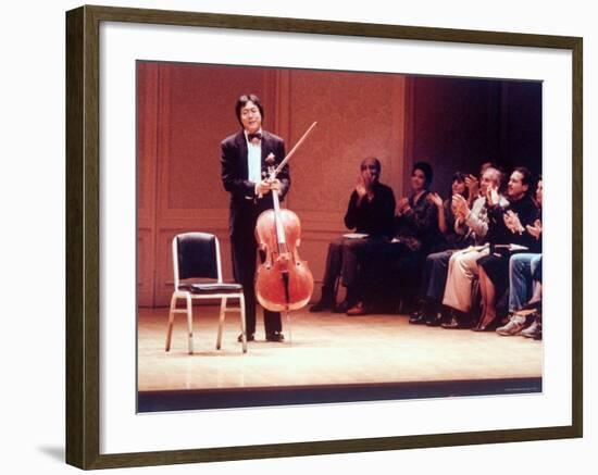 Master Cellist Yo-Yo Ma with Stradivarius Cello Receiving Applause after performing "Cello Suites"-Ted Thai-Framed Premium Photographic Print