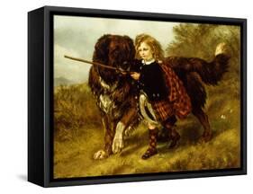 Master Egerton Macdona with his St Bernard Dog, Tell-Samuel John Carter-Framed Stretched Canvas