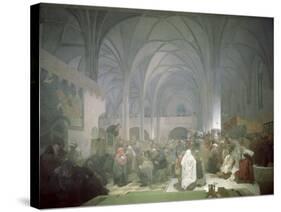 Master Jan Hus (1369-1415) Preaching in the Bethlehem Chapel, from the 'Slav Epic', 1916-Alphonse Mucha-Stretched Canvas