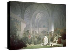Master Jan Hus (1369-1415) Preaching in the Bethlehem Chapel, from the 'Slav Epic', 1916-Alphonse Mucha-Stretched Canvas