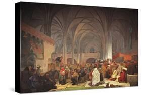 Master Jan Hus Preaching at the Bethlehem Chapel (The Cycle the Slav Epi)-Alphonse Mucha-Stretched Canvas