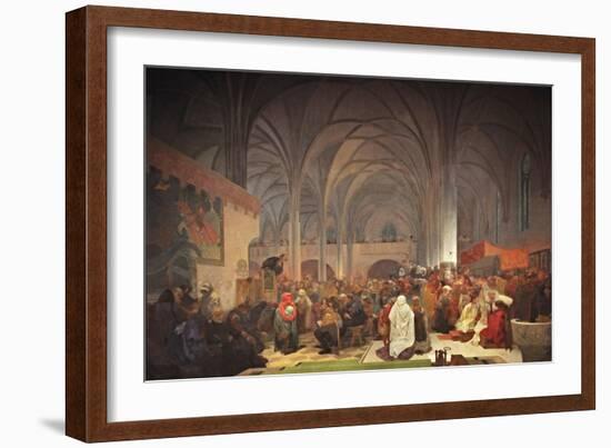 Master Jan Hus Preaching at the Bethlehem Chapel (The Cycle the Slav Epi)-Alphonse Mucha-Framed Giclee Print