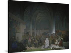 Master Jan Hus Preaching in the Bethlehem Chapel, 1414. from the 'slav Epic', 1916-Alphonse Mucha-Stretched Canvas