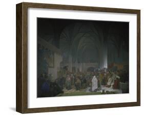 Master Jan Hus Preaching in the Bethlehem Chapel, 1414. from the 'slav Epic', 1916-Alphonse Mucha-Framed Giclee Print