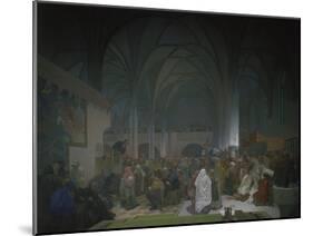 Master Jan Hus Preaching in the Bethlehem Chapel, 1414. from the 'slav Epic', 1916-Alphonse Mucha-Mounted Giclee Print