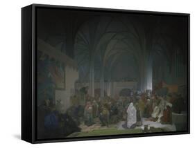 Master Jan Hus Preaching in the Bethlehem Chapel, 1414. from the 'slav Epic', 1916-Alphonse Mucha-Framed Stretched Canvas