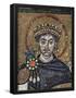 Master of San Vitale in Ravenna (Choir mosaics at San Vitale in Ravenna, Szene: Kaiser Justinian an-null-Framed Poster