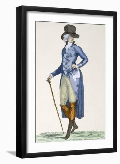 Master of the Royal House in an Elaborate Blue Coat, Engraved by Le Beau, Plate No.256-Francois Louis Joseph Watteau-Framed Giclee Print