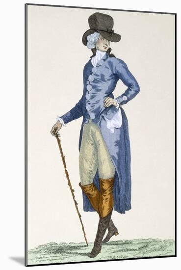 Master of the Royal House in an Elaborate Blue Coat, Engraved by Le Beau, Plate No.256-Francois Louis Joseph Watteau-Mounted Giclee Print