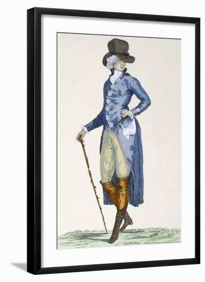 Master of the Royal House in an Elaborate Blue Coat, Engraved by Le Beau, Plate No.256-Francois Louis Joseph Watteau-Framed Giclee Print