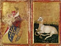 Coat of Arms and White Hart, from The Wilton Diptych, c.1395-99-Master of the Wilton Diptych-Stretched Canvas