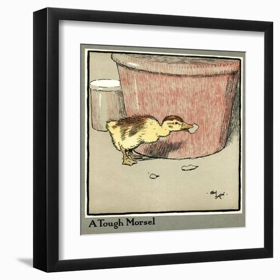 Master Quack the Duckling Finds a Tough Morsel-Cecil Aldin-Framed Art Print