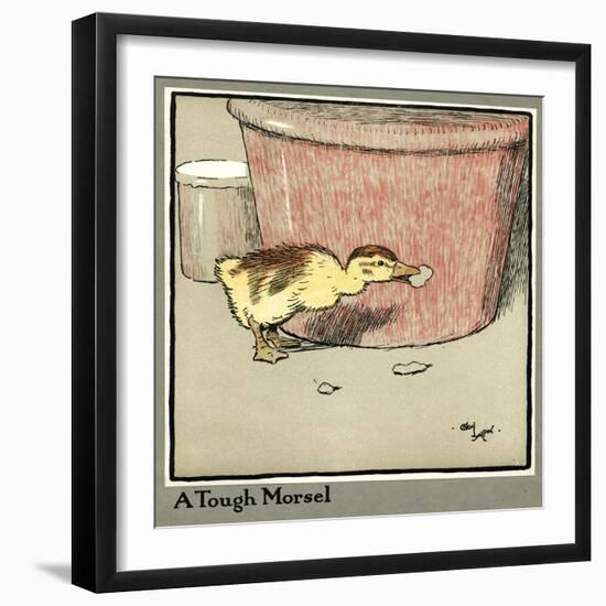 Master Quack the Duckling Finds a Tough Morsel-Cecil Aldin-Framed Art Print