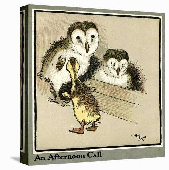 Master Quack the Duckling Meets Two Owls-Cecil Aldin-Stretched Canvas