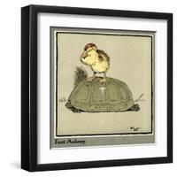 Master Quack the Duckling Riding a Tortoise-Cecil Aldin-Framed Art Print