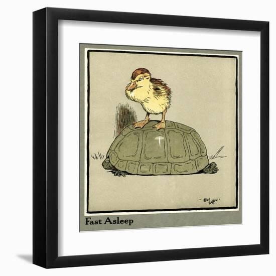 Master Quack the Duckling Riding a Tortoise-Cecil Aldin-Framed Art Print