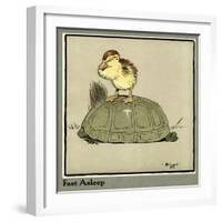 Master Quack the Duckling Riding a Tortoise-Cecil Aldin-Framed Art Print