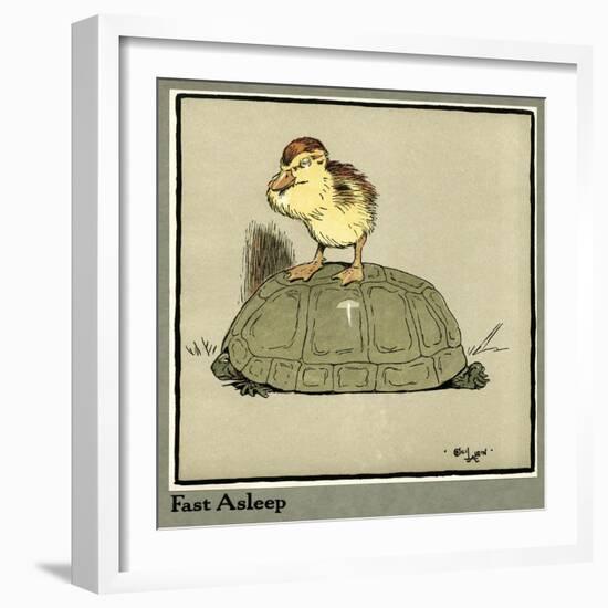 Master Quack the Duckling Riding a Tortoise-Cecil Aldin-Framed Art Print