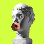 Collage with Plaster Head Model and Female Portrait. Modern Design. Contemporary Colorful Art Colla-master1305-Photographic Print