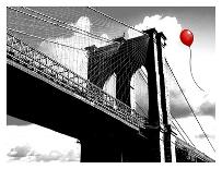 Balloon over Brooklyn Bridge-Masterfunk collective-Stretched Canvas