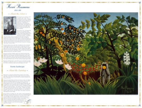 Masterworks of Art - Exotic Landscape-Henri Rousseau-Lamina Framed Art Print