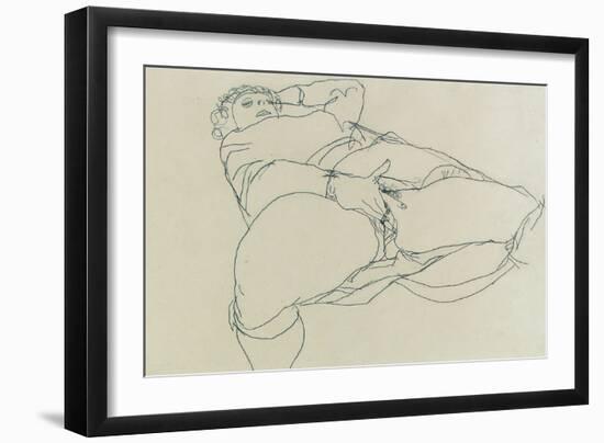 Masturbating Woman with Legs Spread, 1913-Egon Schiele-Framed Giclee Print