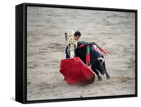 Matador and a Bull in a Bullring, Lima, Peru-null-Framed Stretched Canvas