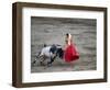 Matador and a Bull in a Bullring, Lima, Peru-null-Framed Photographic Print