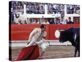 Matador Luis Miguel Dominguin Performing During a Mano a Mano Bullfight at the Bayonne Bullring-James Burke-Stretched Canvas
