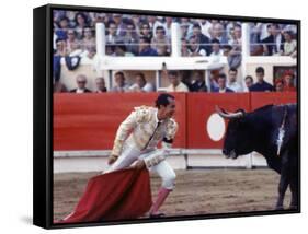 Matador Luis Miguel Dominguin Performing During a Mano a Mano Bullfight at the Bayonne Bullring-James Burke-Framed Stretched Canvas