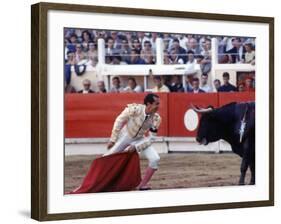 Matador Luis Miguel Dominguin Performing During a Mano a Mano Bullfight at the Bayonne Bullring-James Burke-Framed Premium Photographic Print