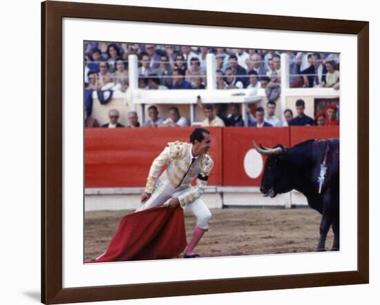 Matador Luis Miguel Dominguin Performing During a Mano a Mano Bullfight at the Bayonne Bullring-James Burke-Framed Premium Photographic Print